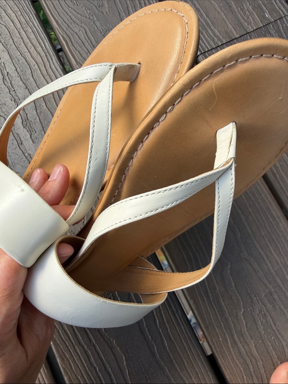ANTONIO MELANI White Leather Double-Strap Slide Sandals - Picture 3 of 3